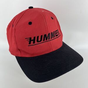 Vintage Hummer Snap-Back Hat Red Black Lettering Made in Cambodia Adjustable